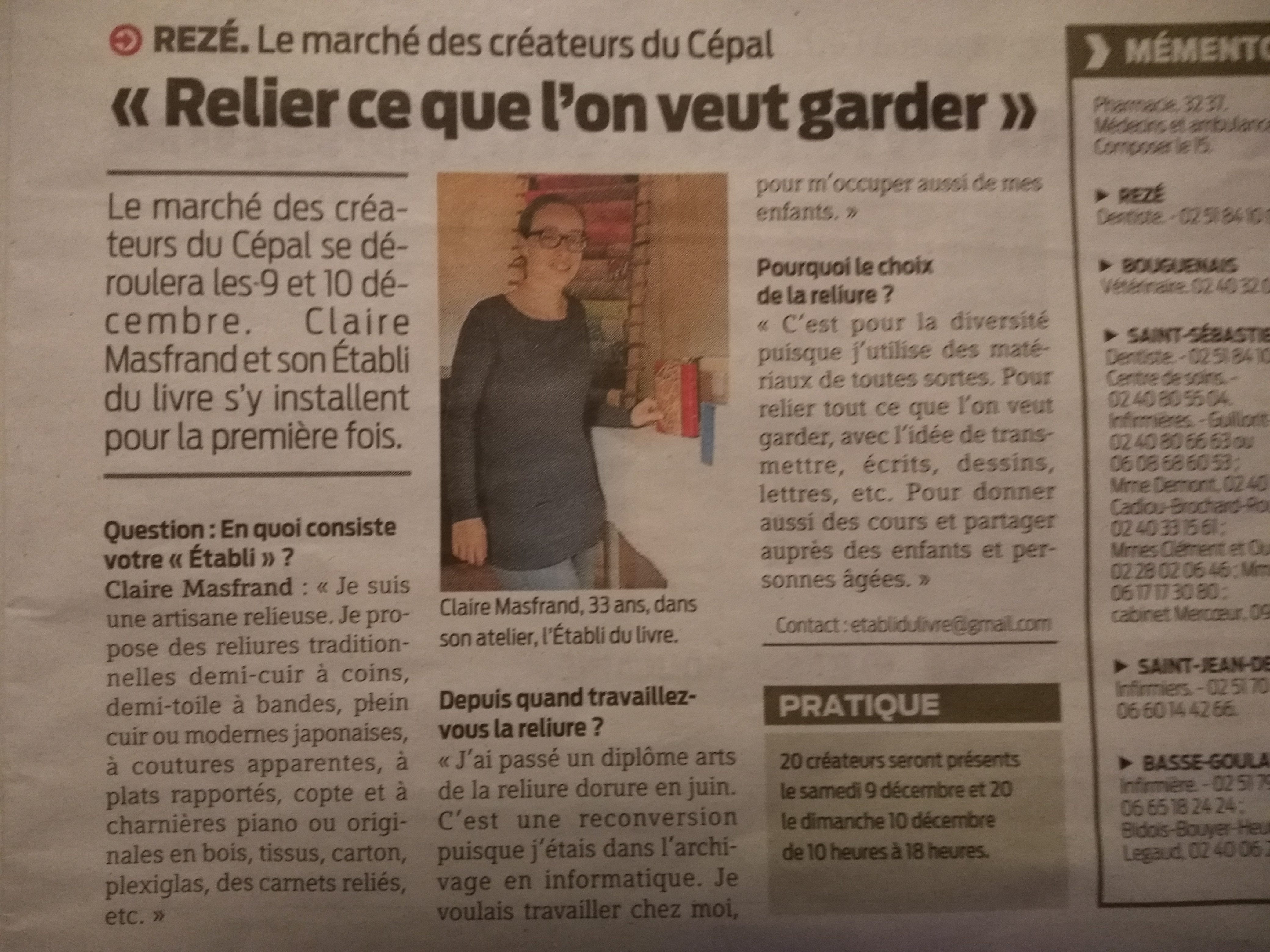 "Relier ce que l'on veut garder" - Presse Océan
